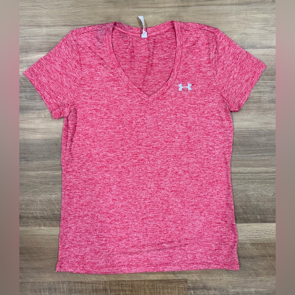 Under Armour Women's Heathered Pink V-Neck Tee